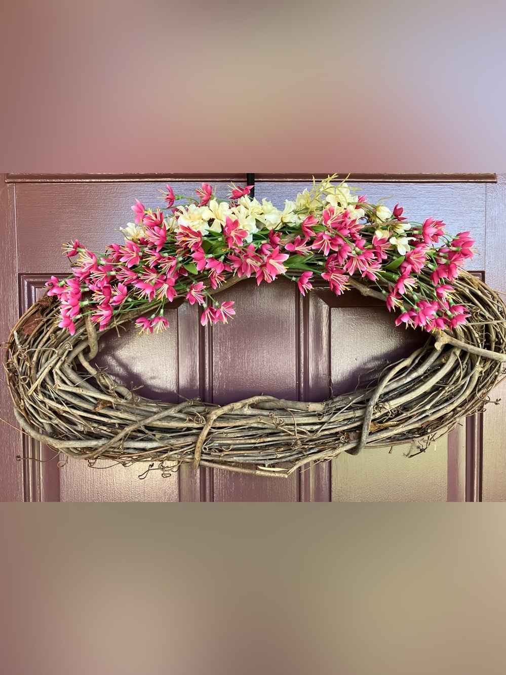 23” x 12” Oval Grapevine Floral Wreath